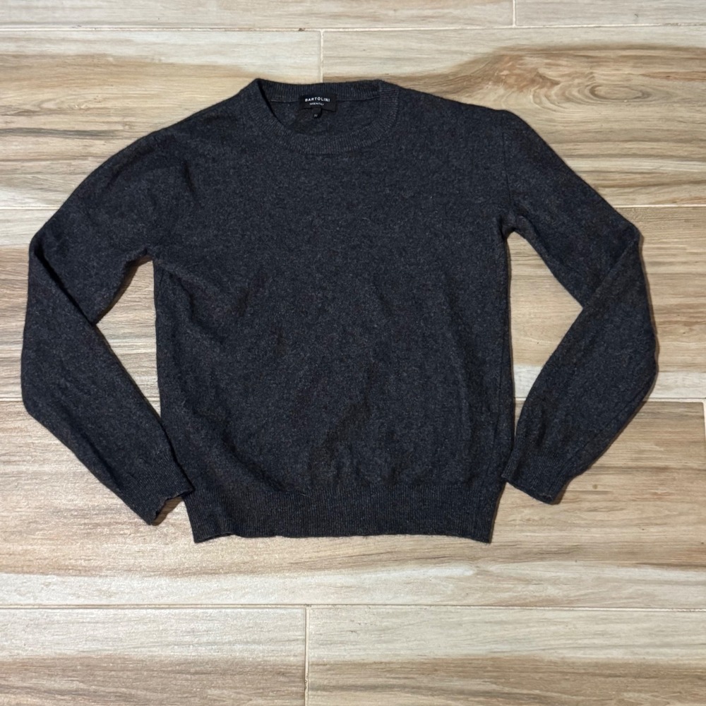 Bartolini Italy Wool Cashmere Blend Crewneck Sweater Charcoal Grey Mens M